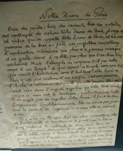 eine Seite des Manuskriptes von Paul Claudels Vorwort zum Werk von Pierre-Marie Auzas